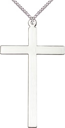 [5640SS/24SS] Sterling Silver Cross Pendant on a 24 inch Sterling Silver Heavy Curb chain