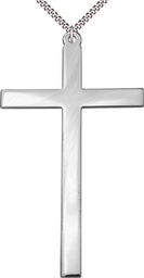 [5641SS/24S] Sterling Silver Cross Pendant on a 24 inch Light Rhodium Heavy Curb chain