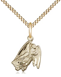 [5642GF/18G] 14kt Gold Filled Guardian Angel Pendant on a 18 inch Gold Plate Light Curb chain