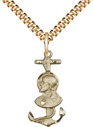 [5645GF/24G] 14kt Gold Filled Saint Christopher Pendant on a 24 inch Gold Plate Heavy Curb chain