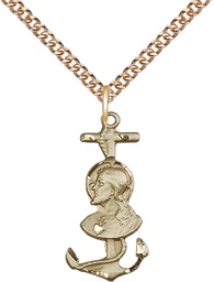 [5645GF/24GF] 14kt Gold Filled Saint Christopher Pendant on a 24 inch Gold Filled Heavy Curb chain