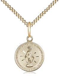 [5653GF/18G] 14kt Gold Filled Miraculous Pendant on a 18 inch Gold Plate Light Curb chain