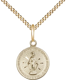 [5653GF/18G] 14kt Gold Filled Miraculous Pendant on a 18 inch Gold Plate Light Curb chain