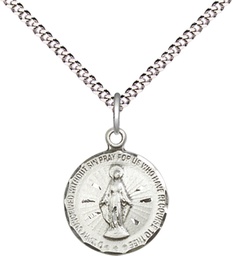 [5653SS/18S] Sterling Silver Miraculous Pendant on a 18 inch Light Rhodium Light Curb chain