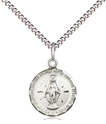 [5653SS/18S] Sterling Silver Miraculous Pendant on a 18 inch Light Rhodium Light Curb chain