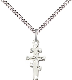 [5654SS/18S] Sterling Silver Greek Orthadox Cross Pendant on a 18 inch Light Rhodium Light Curb chain