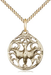 [5655GF/18G] 14kt Gold Filled Holy Spirit Pendant on a 18 inch Gold Plate Light Curb chain