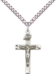 [5668SS/24SS] Sterling Silver Crucifix Pendant on a 24 inch Sterling Silver Heavy Curb chain