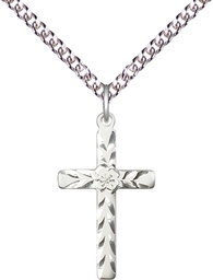 [5669SS/24SS] Sterling Silver Cross Pendant on a 24 inch Sterling Silver Heavy Curb chain