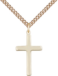 [5670GF/24GF] 14kt Gold Filled Cross Pendant on a 24 inch Gold Filled Heavy Curb chain