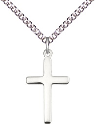 [5670SS/24SS] Sterling Silver Cross Pendant on a 24 inch Sterling Silver Heavy Curb chain