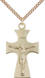 [5674GF/24GF] 14kt Gold Filled Celtic Crucifix Pendant on a 24 inch Gold Filled Heavy Curb chain