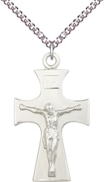 [5674SS/24SS] Sterling Silver Celtic Crucifix Pendant on a 24 inch Sterling Silver Heavy Curb chain