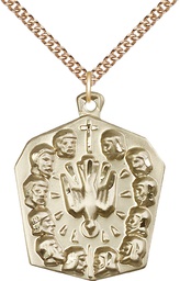 [5675GF/24GF] 14kt Gold Filled Apostles Pendant on a 24 inch Gold Filled Heavy Curb chain