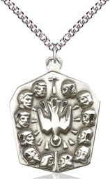 [5675SS/24SS] Sterling Silver Apostles Pendant on a 24 inch Sterling Silver Heavy Curb chain