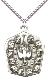 [5675SS/24SS] Sterling Silver Apostles Pendant on a 24 inch Sterling Silver Heavy Curb chain