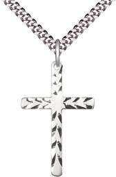 [5677SS/24S] Sterling Silver Cross Pendant on a 24 inch Light Rhodium Heavy Curb chain