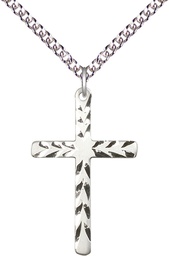 [5677SS/24SS] Sterling Silver Cross Pendant on a 24 inch Sterling Silver Heavy Curb chain