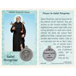 [14500-PER] St. Peregrine Prayer Card with Medal - Healing Saint for Cancer