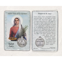 [14500-LUCY] St. Lucy Prayer Card with Medal - Healing Saint for Eye Disorders