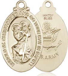 [4145GF2] 14kt Gold Filled Saint Christopher Army Medal