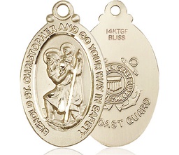 [4145GF3] 14kt Gold Filled Saint Christopher Coast Guard Medal