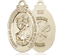 [4145GF5] 14kt Gold Filled Saint Christopher National Guard Medal