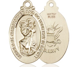 [4145GF6] 14kt Gold Filled Saint Christopher Navy Medal