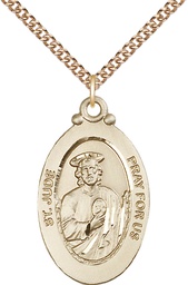 [4145JGF/24GF] 14kt Gold Filled Saint Jude Pendant on a 24 inch Gold Filled Heavy Curb chain