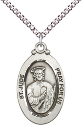 [4145JSS/24SS] Sterling Silver Saint Jude Pendant on a 24 inch Sterling Silver Heavy Curb chain