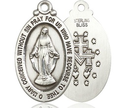 [4145MSSY] Sterling Silver Miraculous Medal - With Box