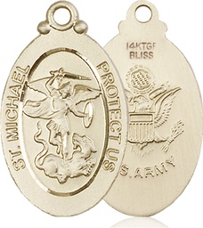 [4145RGF2] 14kt Gold Filled Saint Michael Army Medal