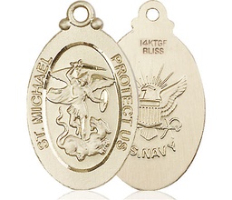 [4145RGF6] 14kt Gold Filled Saint Michael Navy Medal