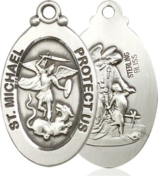 [4145RSSY] Sterling Silver Saint Michael the Archangel Medal - With Box