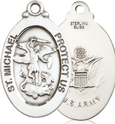 [4145RSS2] Sterling Silver Saint Michael Army Medal