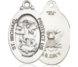 [4145RSS6] Sterling Silver Saint Michael Navy Medal
