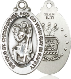 [4145SS1] Sterling Silver Saint Christopher Air Force Medal