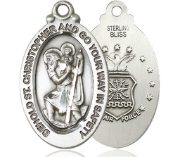 [4145SS1] Sterling Silver Saint Christopher Air Force Medal