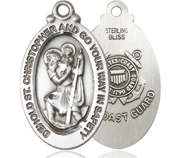 [4145SS3] Sterling Silver Saint Christopher Coast Guard Medal