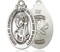 [4145SS5] Sterling Silver Saint Christopher National Guard Medal