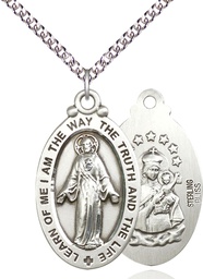 [4145SSS/24SS] Sterling Silver Scapular Pendant on a 24 inch Sterling Silver Heavy Curb chain