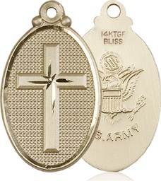 [4145YGF2] 14kt Gold Filled Cross Army Medal