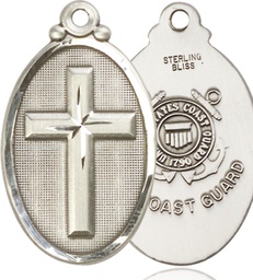 [4145YSS3] Sterling Silver Cross Coast Guard Medal