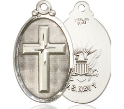 [4145YSS6] Sterling Silver Cross Navy Medal