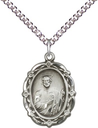 [4146JSS/24SS] Sterling Silver Saint Jude Pendant on a 24 inch Sterling Silver Heavy Curb chain