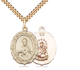 [4146SGF/24G] 14kt Gold Filled Scapular Pendant on a 24 inch Gold Plate Heavy Curb chain