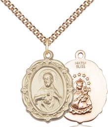 [4146SGF/24GF] 14kt Gold Filled Scapular Pendant on a 24 inch Gold Filled Heavy Curb chain