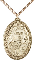 [4147GF/24GF] 14kt Gold Filled Saint Therese of the Child of Jesus Pendant on a 24 inch Gold Filled Heavy Curb chain