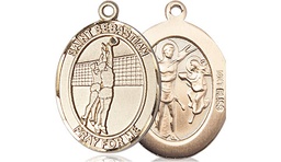 [8186KT] 14kt Gold Saint Sebastian Volleyball Medal