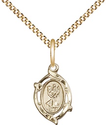 [4152CGF/18G] 14kt Gold Filled Saint Christopher Pendant on a 18 inch Gold Plate Light Curb chain